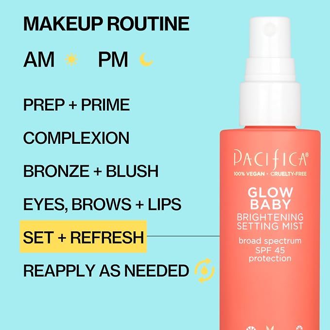 Pacifica Setting Spray Glow Baby Brightening Mist, Broad Spectrum SPF 45 - Image 7