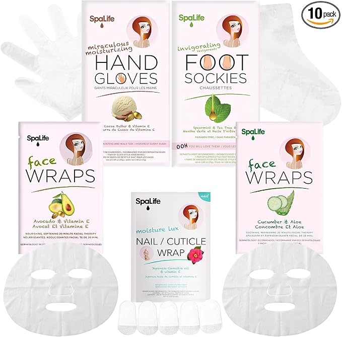 SpaLife 10 Piece Korean Face Mask & Moisturizing Hand Gloves Set | Korean by SpaLife