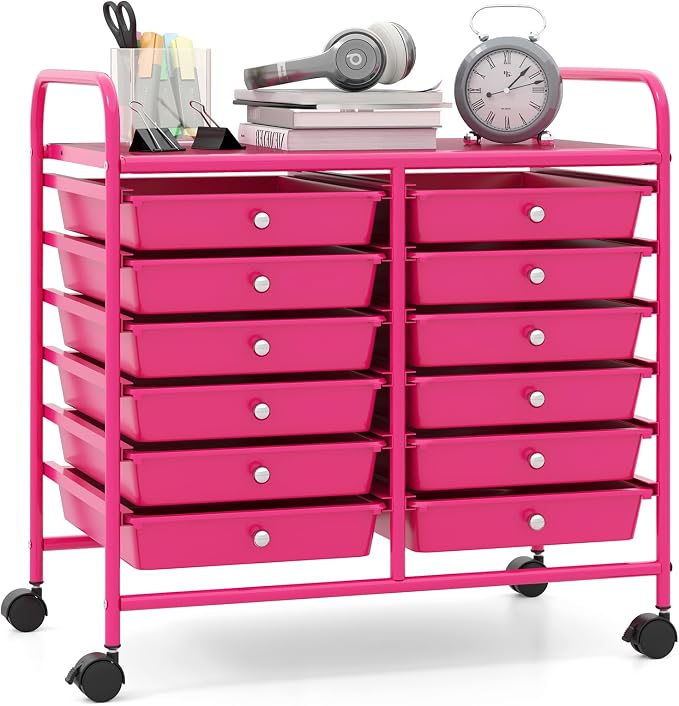 Giantex 12 Drawers Rolling Cart, Mobile Storage Drawer Cart, Classroom by Giantex