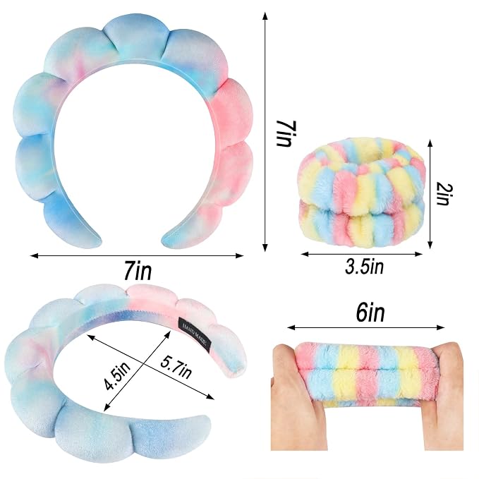 Zkptops Spa Headband for Washing Face Wristband Set Sponge Makeup Skincare - Image 6
