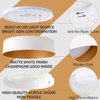 Bargeni 16.5 inch Dimmable LED Flush Mount Ceiling Light, Matte White - Image 4