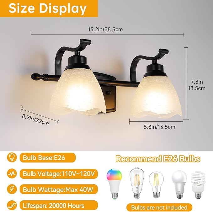 Bathroom Light Fixtures, Matte Black Vanity Lights - Image 4