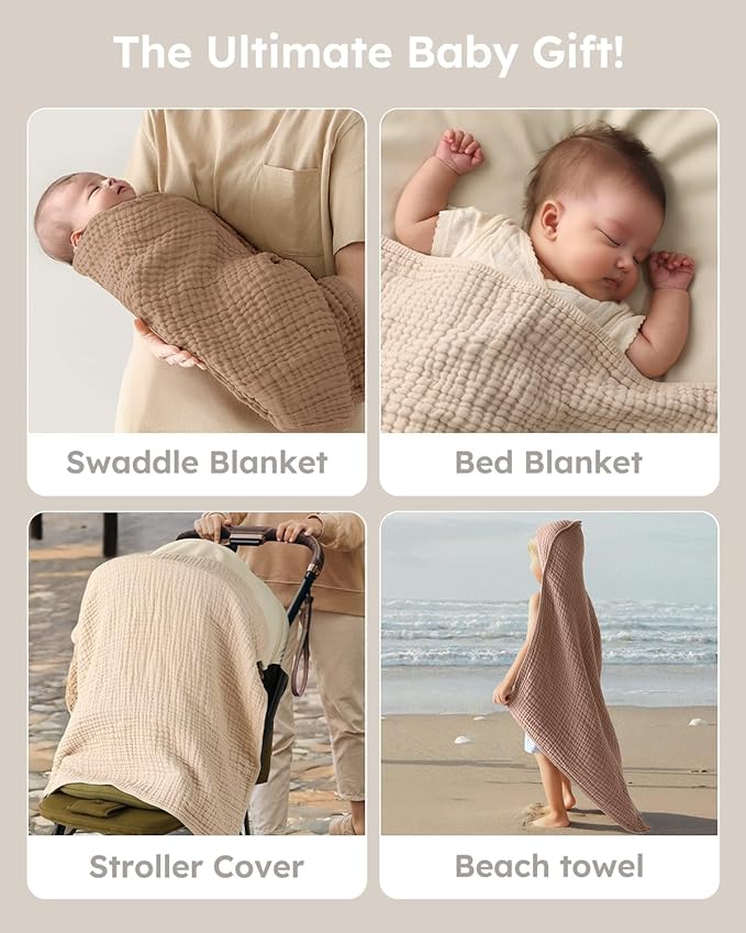 Yoofoss Hooded Baby Towels for Newborn 2 Pack 100% Muslin Organic Cotton Baby - Image 5
