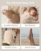 Yoofoss Hooded Baby Towels for Newborn 2 Pack 100% Muslin Organic Cotton Baby - Image 5