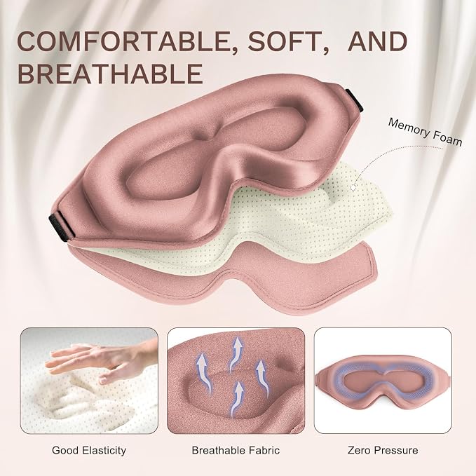 FlyCoco 99% Fully Block Out Light Eye Sleep Mask, 3D Deep Contoured Eyes Cover - Image 3