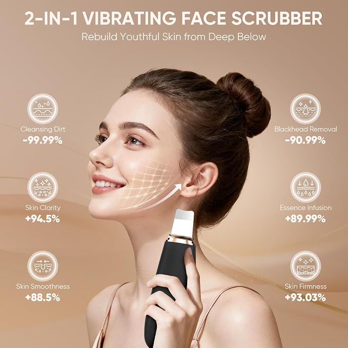 Silicone Face Scrubber Blackhead Scraper Rechargeable 2-in-1 Facial Cleansing - Image 3