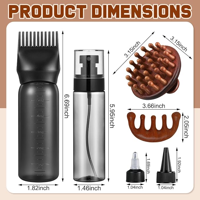 ProSuites 6 in 1 Set Wooden Head Scalp Massager Comb Tool Hair Gua Sha Comb - Image 2