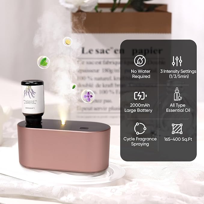 Lecdura Waterless Diffuser for Essential Oil, Battery Operated Scent Air - Image 2