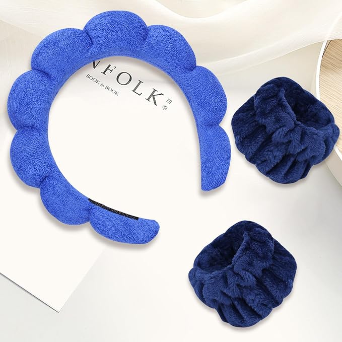 Beleki Spa Headband for Washing Face Wristband Set Sponge Makeup Skincare Face - Image 6