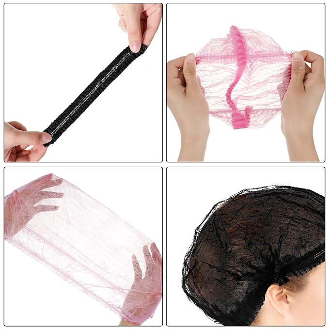 Geyoga 200 Pcs Disposable Nonwoven Bouffant Caps 21 Inch Hair Net Elastic Cap - Image 4