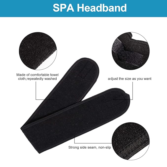 Whaline Spa Facial Headband Head Wrap Terry Cloth Headband 4 Counts Stretch - Image 4