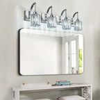 4-Light Crystal Vanity Light, Modern Chrome Bathroom Wall Sconce - Image 3