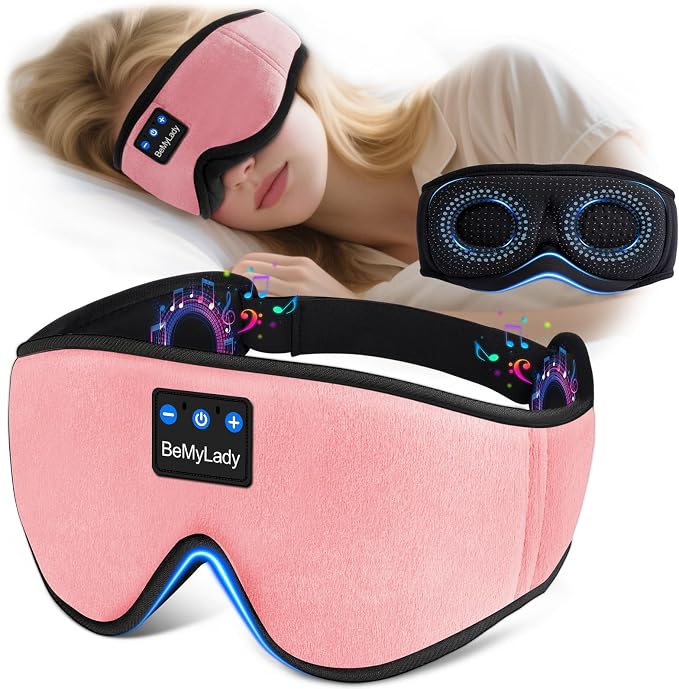 Sleep mask Headphones, 100% Blackout 3D Zero Eye Pressure Bluetooth Sleep mask by BeMyLady