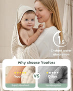 Yoofoss Hooded Baby Towels for Newborn 2 Pack 100% Muslin Organic Cotton Baby - Image 3