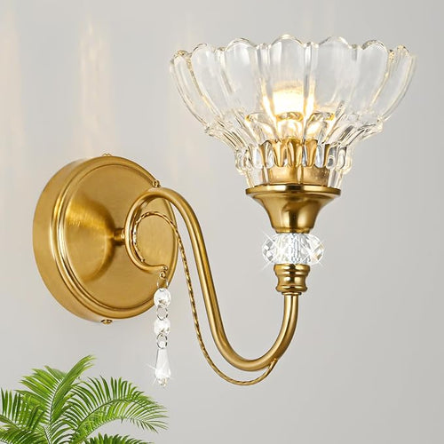 1 Piece Vintage Wall Sconce, 1-Light Brushed Gold Finish Wall Sconce - Image 2