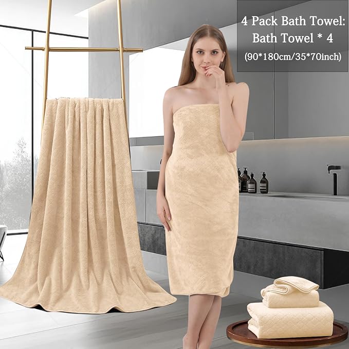 4 Piece Extra Large Bath Towels 35x70 Inches - Image 5
