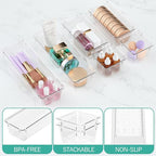 WOWBOX 12 Pack Clear Drawer Organizer Set, Acrylic Drawer Storage Trays - Image 3