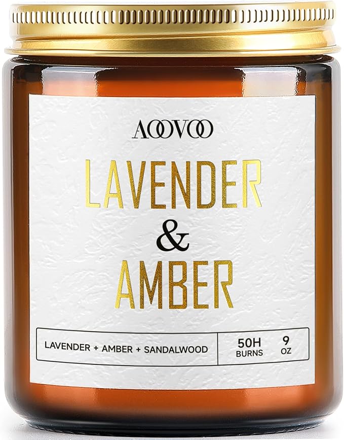 AOOVOO Lavender Amber Candles - 9 oz Scented Candles by AOOVOO