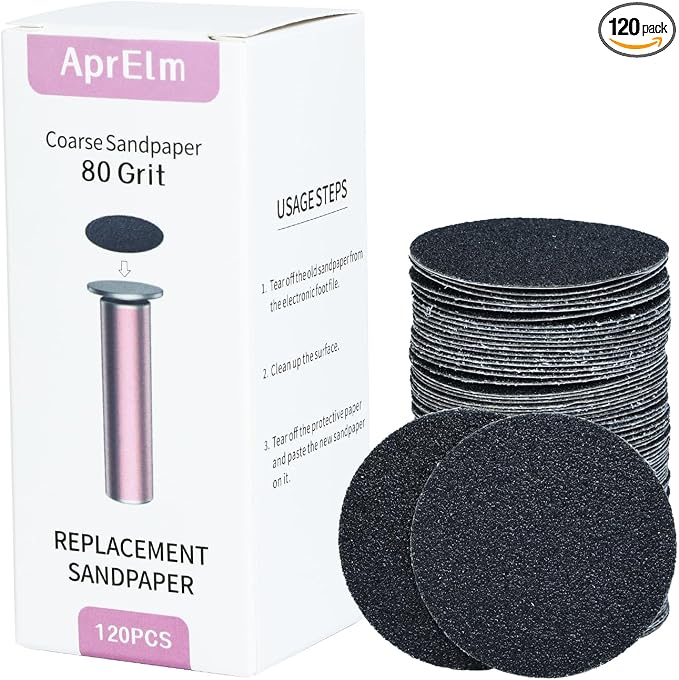 120pcs Replaceable Sandpaper for Electric Foot Callus Remover, by APRELM