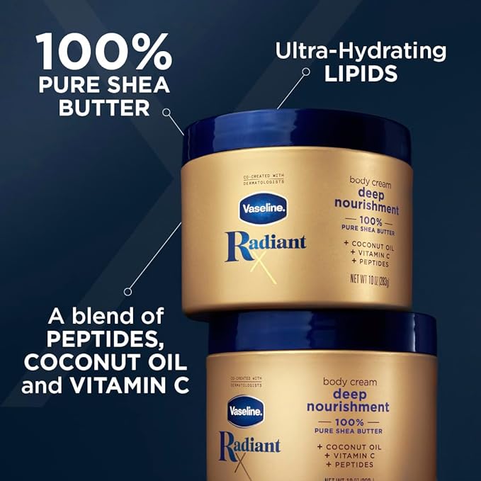 Vaseline Radiant X Deep Nourishment Body Cream 100% Pure Shea Butter, Coconut - Image 3