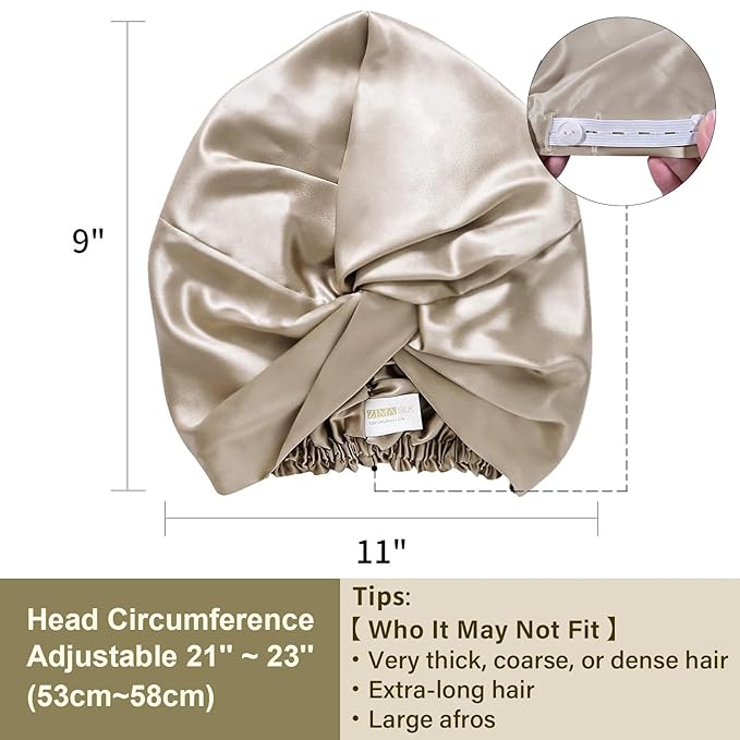 ZIMASILK 22 Momme Adjustable 100% Mulberry Silk Bonnet - Image 4