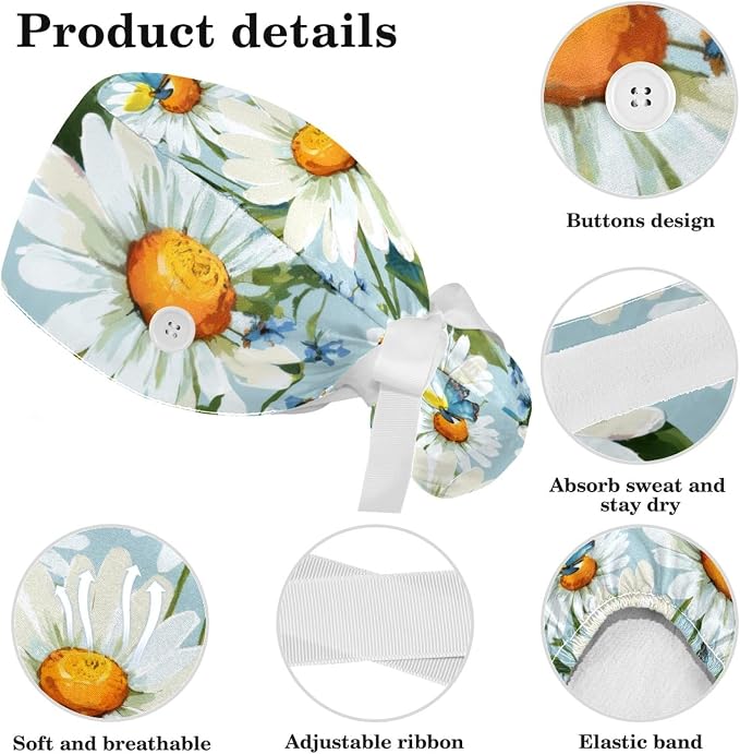 Scrub Cap with Hair Scrunchy, Ponytail Holder Surgical Cap - Image 4