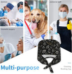 Scrub Cap for Women and Men Boho Black Leaf Pattern Adjustable Breathable - Image 7