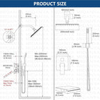 Midanya Shower System with Tub Spout, Bathtub Shower Faucet Set with Square - Image 5
