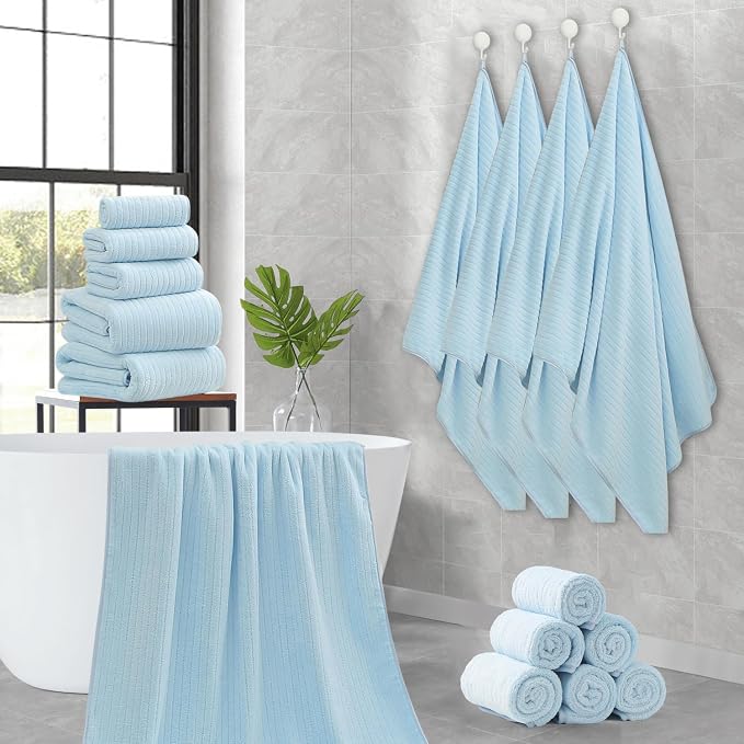 Hailea 18 Piece Family Bath Towel Set Include 6 Bath Towels, 6 Hand Towels and - Image 8