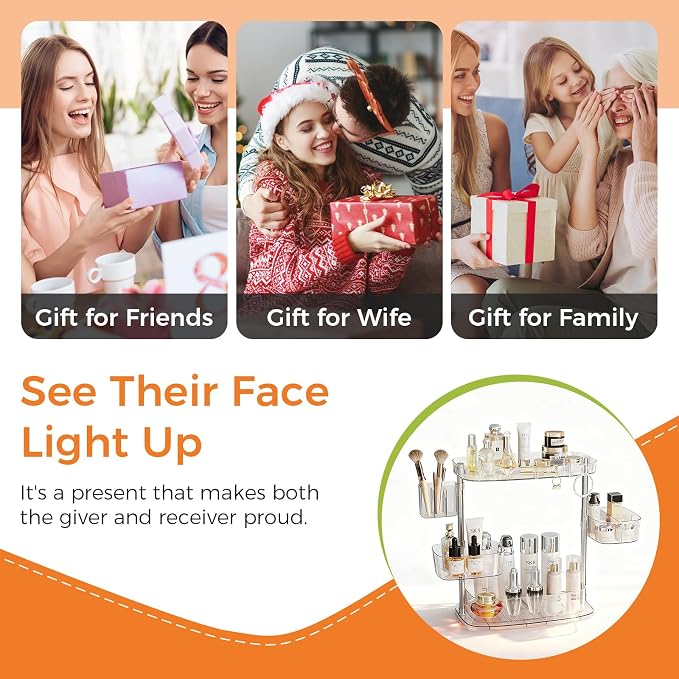 Rotating Makeup Vanity Organizer, Bathroom Countertop Cosmetic Skin Care Storage - Image 7