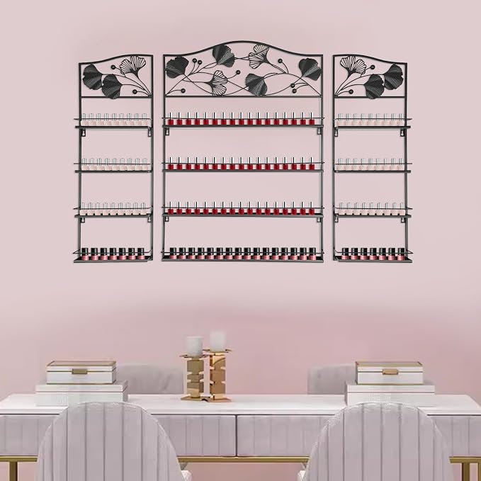 4 Tier Wall-Mounted Nail Polish Storage Racks 3PCS Metal Nail Polish Organizer - Image 2