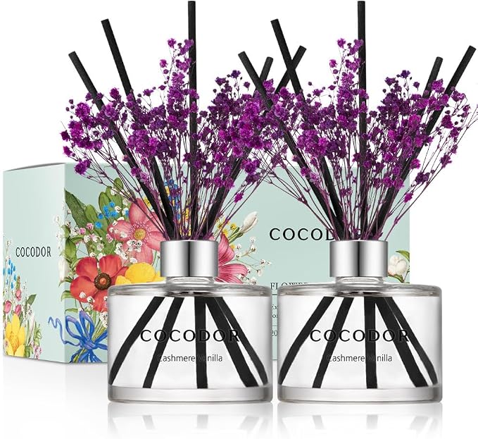COCODOR Preserved Real Flower Reed Diffuser/Cashmere Vanilla / 6.7oz / 2 by COCODOR