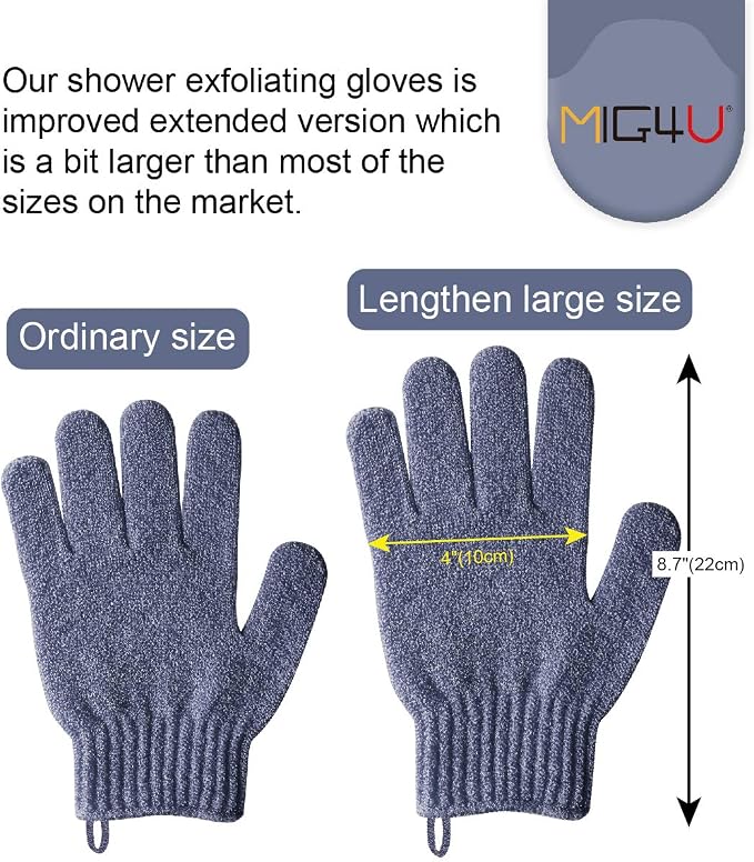 MIG4U Shower Exfoliating Scrub Gloves, Bathing Gloves Body Wash Dead Skin - Image 3