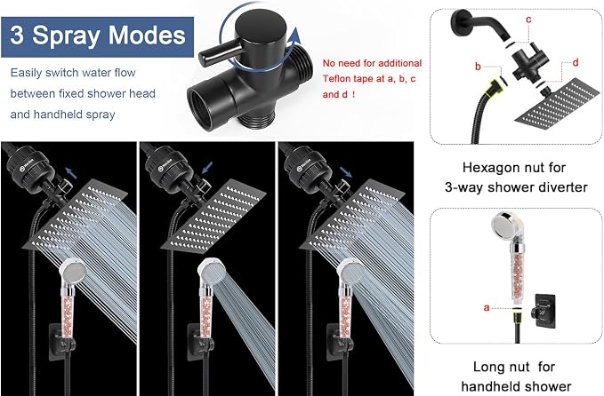 HarJue Filter Shower Head, High Pressure 8 Inch Rainfull - Image 5