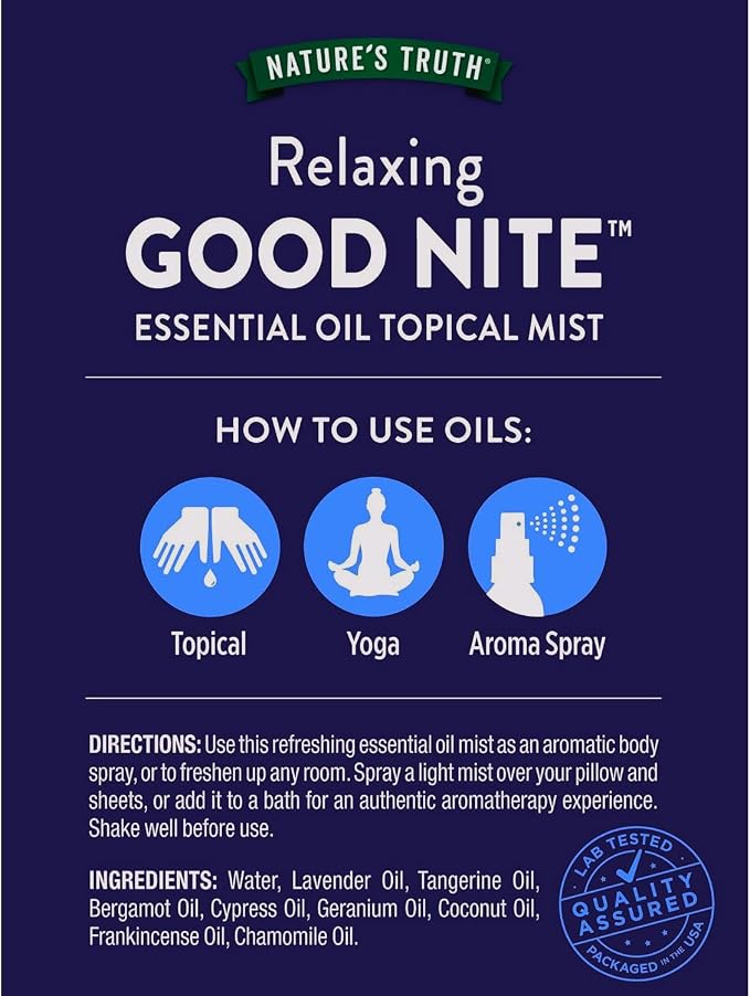 Nature's Truth Good Nite Essential Oil Topical Mist, Calming Blend, & Aroma - Image 5