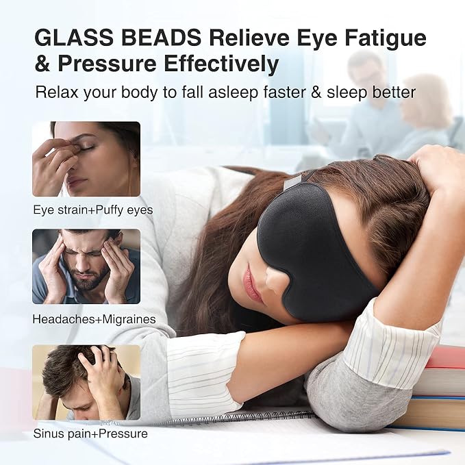 YFONG Weighted Sleep Mask, Women Men 3D Blocking Lights Sleeping Mask, Pressure - Image 3