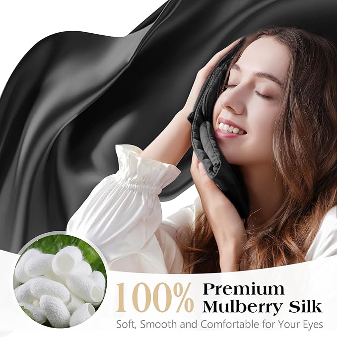 100% Mulberry Silk Sleep Mask, Comfortable Soft - Image 2