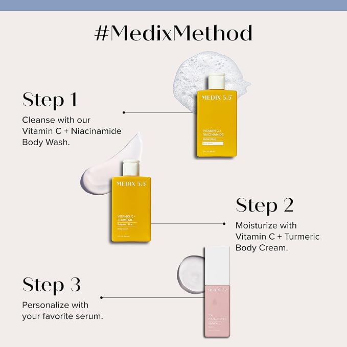 MEDIX Radiant Glow Vitamin C Body Wash W/ Niacinamide | Citrus Scented Gentle - Image 6
