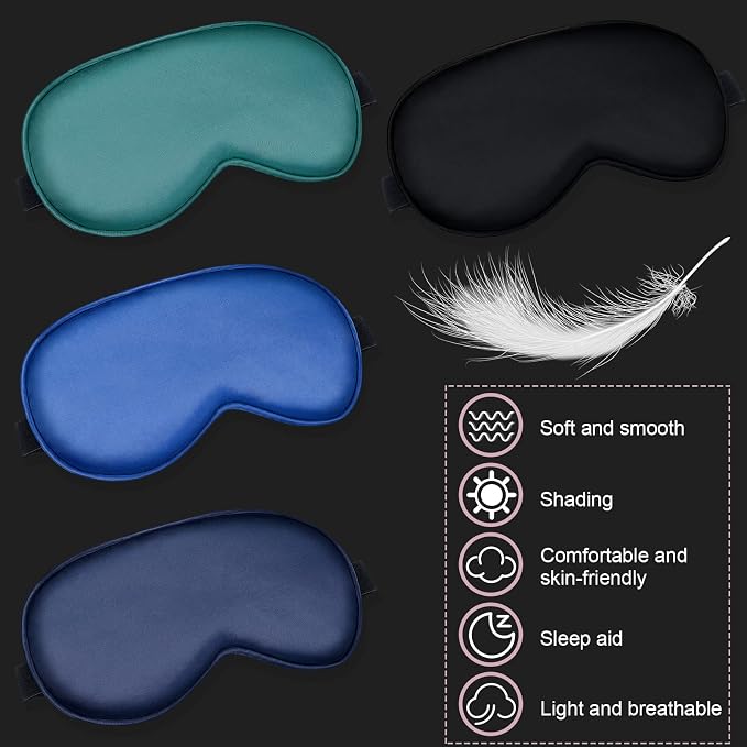 BBTO 4 Pcs Silk Sleep Eye Masks Smooth Soft Satin Eye Covers - Image 4