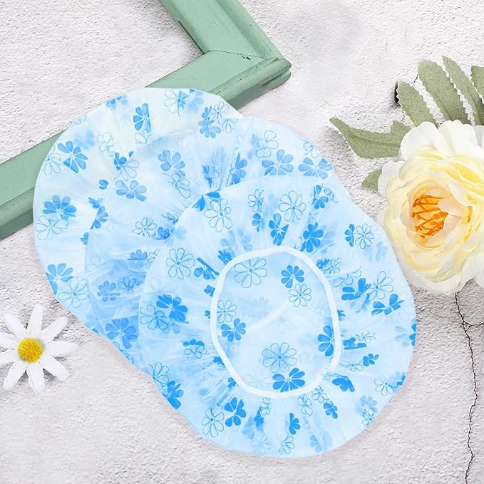 18Pcs Plastic Shower Caps for Women Waterproof Bath Caps Bathing Hair Cap - Image 4