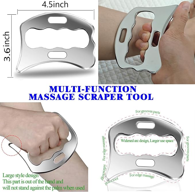 4 in 1 Stainless Steel Muscle Scraper Tool Set, IASTM Physical Therapy Massage - Image 5