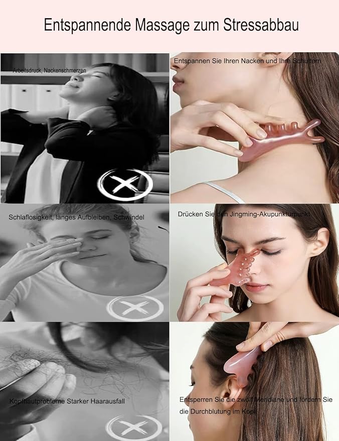 Gua Sha Facial Tools, 4 in 1 Resin Head Massager Scalp Comb - Image 5