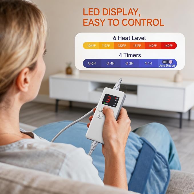 Wearable Heating Pad for Back Neck and Shoulders, Heating Wrap for Pain Relief - Image 4