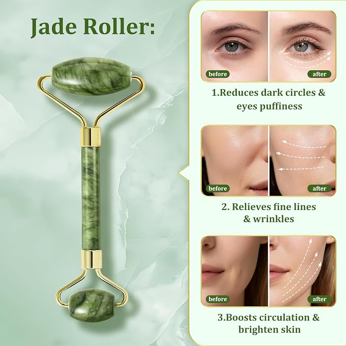 MANLENO Jade Roller & Gua Sha Set - Image 3