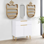BarberPub Barber Station with Drawer & Cabinet, Beauty Salon White Storage - Image 2
