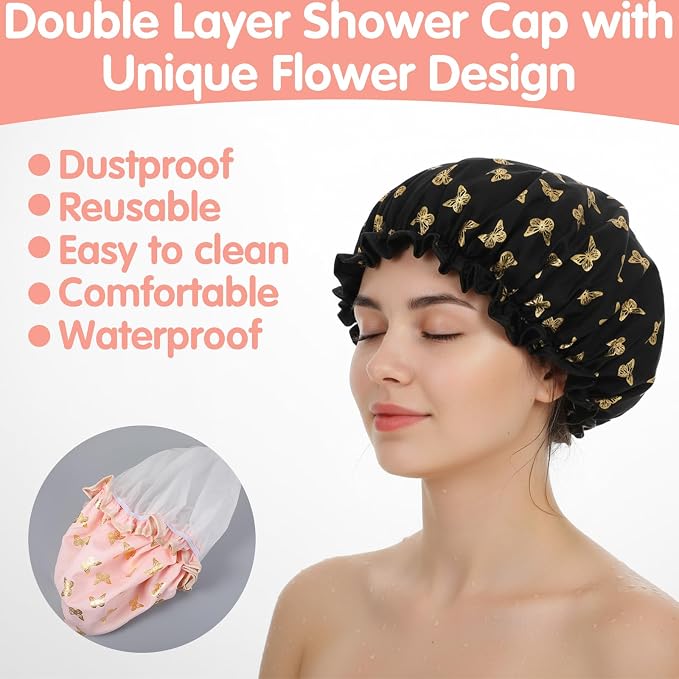 Yuanchu 4 Pcs Waterproof Shower Caps - Image 4