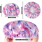 4 PCS Shower Caps for Women, Printing Bath Caps, Double Layers Shower Cap - Image 4