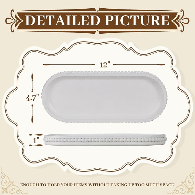 MAONAME Oval Long Narrow Wood Tray, Rustic Decorative Tray - Image 2