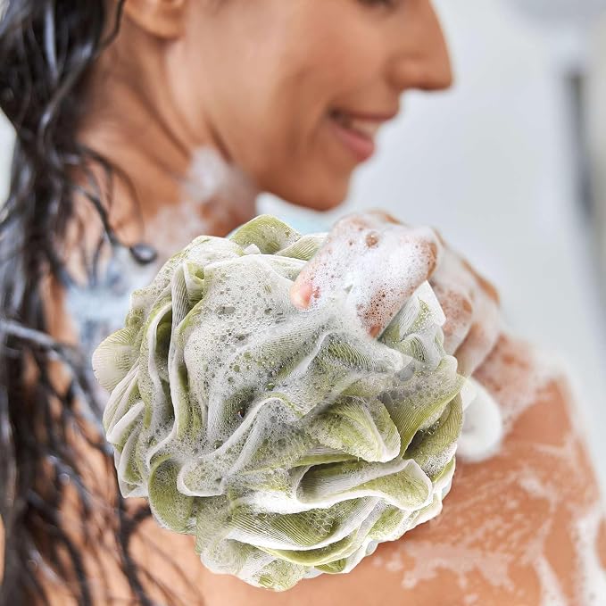 BTYMS 4Pcs Loofah Sponge 60g/pc Bath Puffs Shower Scrunchies Mesh Pouf - Image 6
