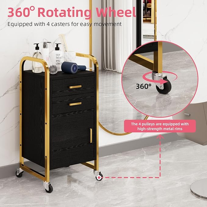 4ever2buy Black and Gold Salon Trolley Cart - Image 3